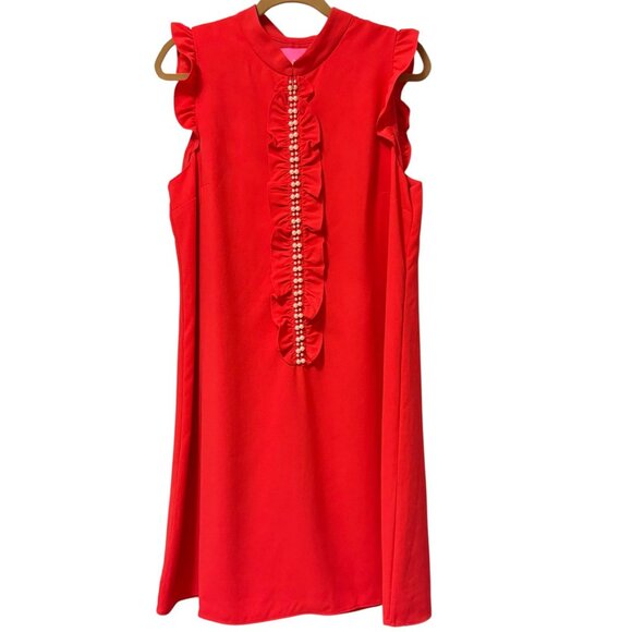 Lilly Pulitzer Adalee Shift Dress Ruby Red Pearl Accents Size 14 NWT - Picture 5 of 9